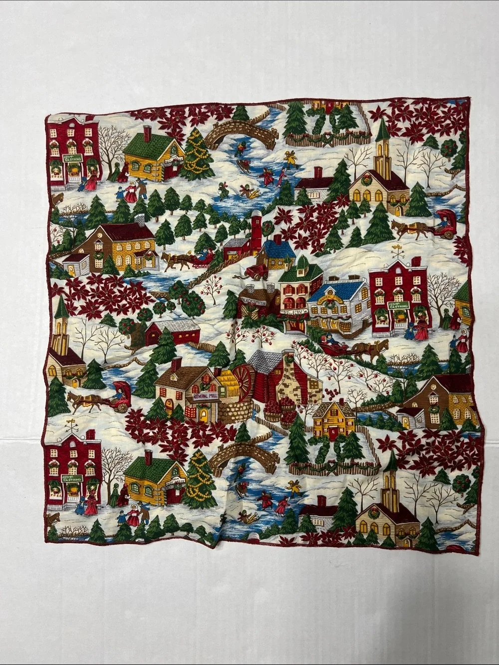 Holiday Village Decorative Fabric Panel - Red/Green